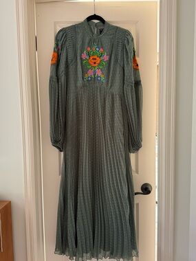 ASOS Olive Green Embroidered Maxi Dress